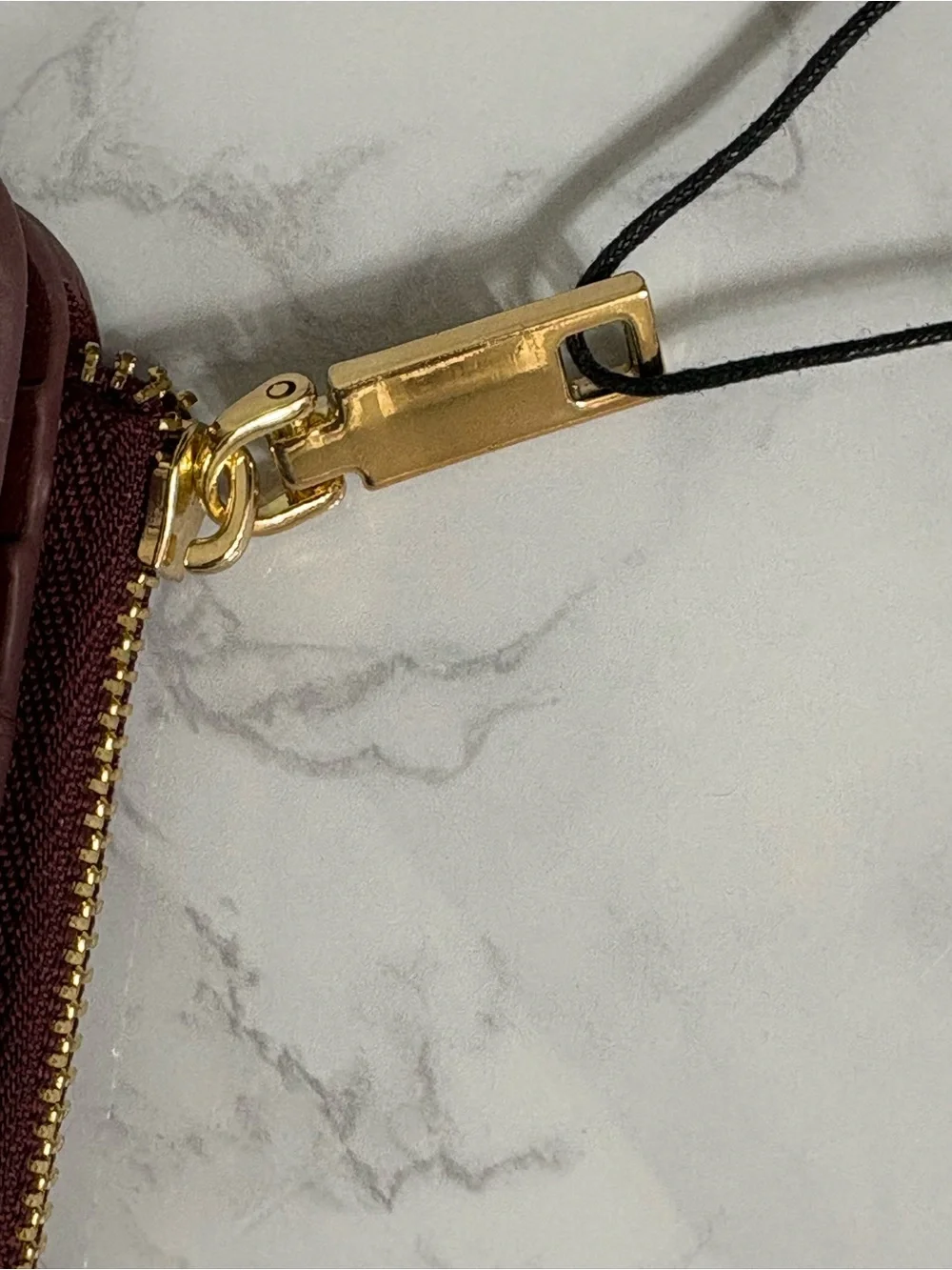 MANGO Burgundy Croc-Effect Small Credit Card/Coin Zipper Wallet